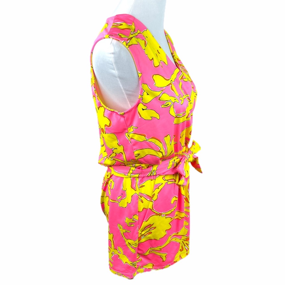 JB by Julie Brown Floral Romper Pink Yellow Medium - Picture 3 of 10